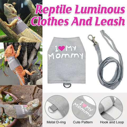 Reptile Harness and Leash Set with Luminous Canvas Vest for Climbing Pets