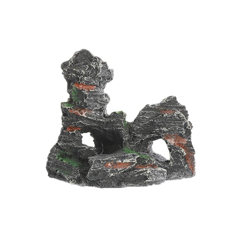 Resin Aquarium Rock Cave Ornament - Twin Arch Mountain, 10 x 8.5 x 10 cm