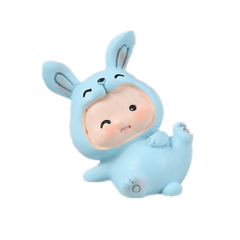 Resin Blue Rabbit Figurine for Car Dashboard, Home and Office