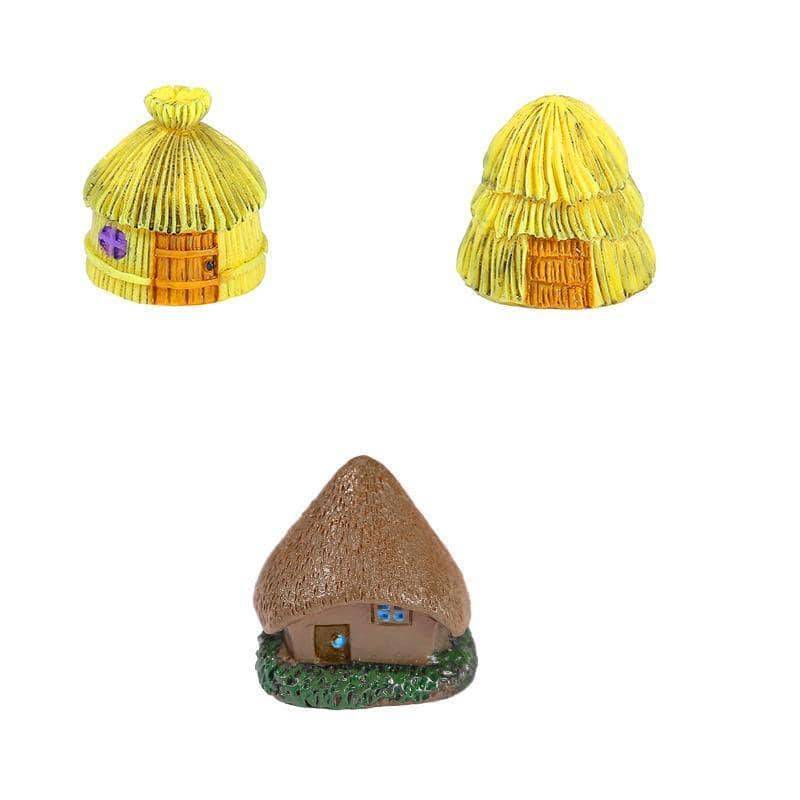 Resin Miniature Brown Thatched Cottage Figurine - 2.6 x 2.6 x 2.5 cm - view 3