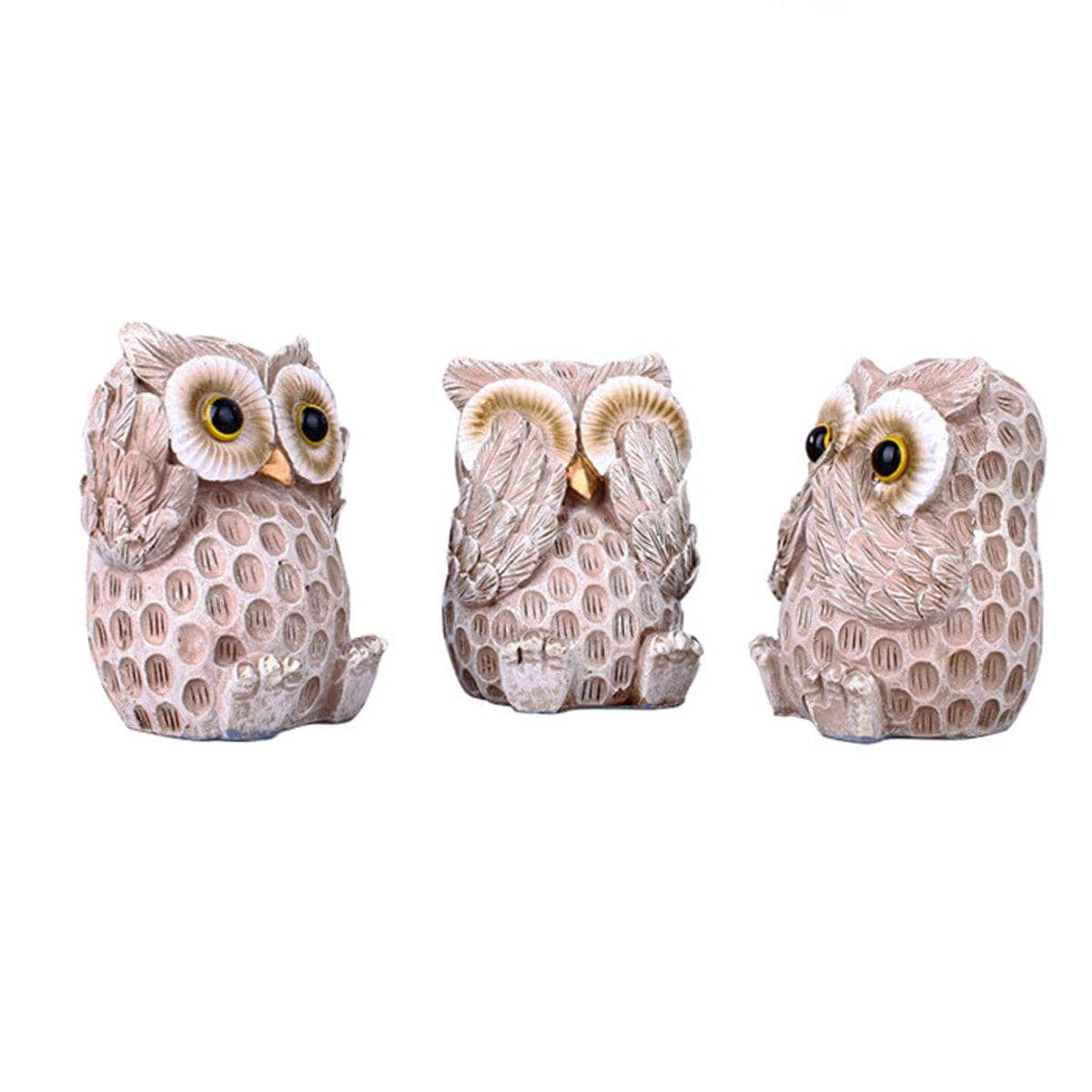 Resin Owl Ornaments Home Decor Figurines Set of 3 for Living Room and Desk - view 2