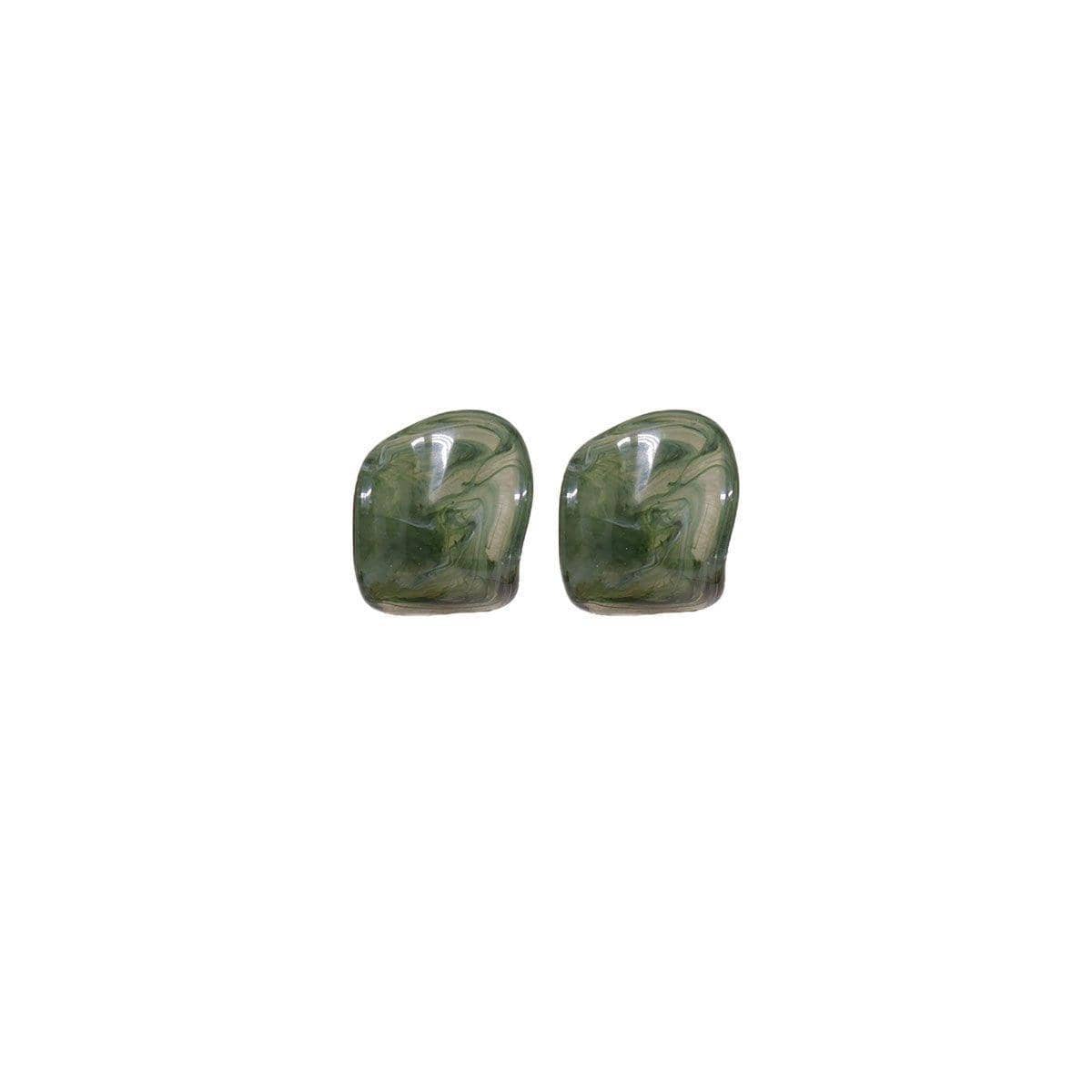 Resin Square Earrings Modern Geometric Design for Women and Girls - Dark Green