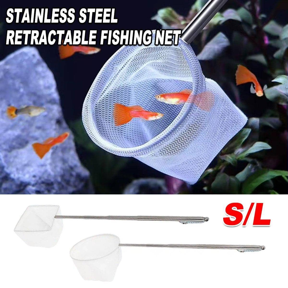 Retractable Aquarium Fish Net with Steel Handle - Square Large, 6.5 cm x 8 cm - view 2