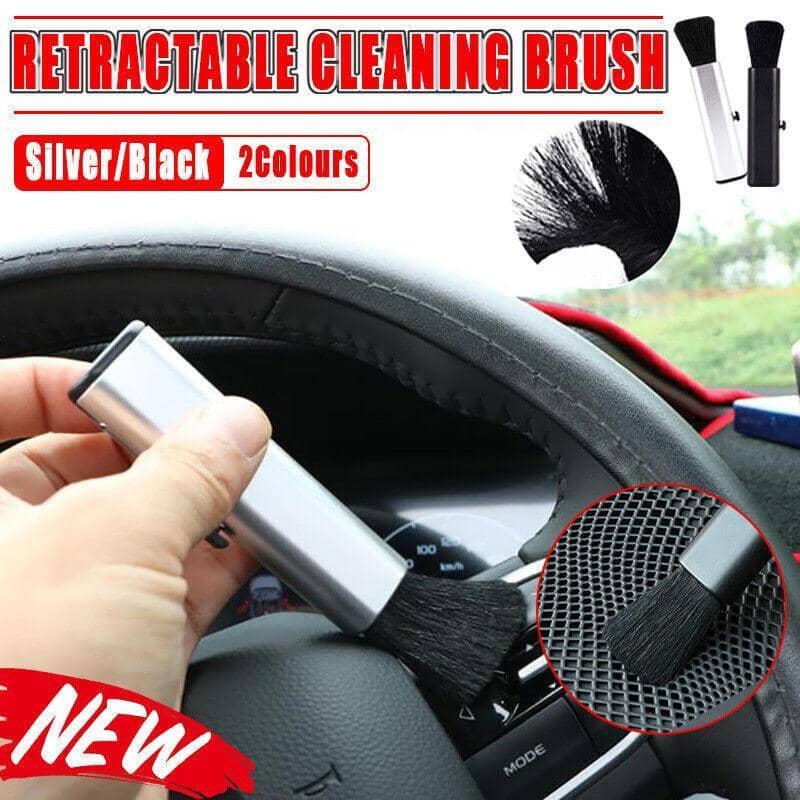 Retractable Car Air Vent Cleaning Brush, Aluminium Handle - Silver - view 2