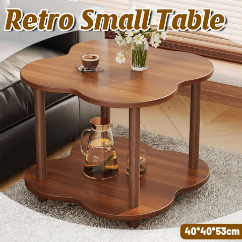 Retro Cloud Shaped Small Side Table with Shelves for Living Room
