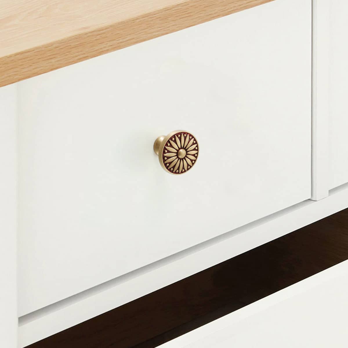Retro Flower Pattern Cabinet Knob, Single Hole - Antique Brass - view 5