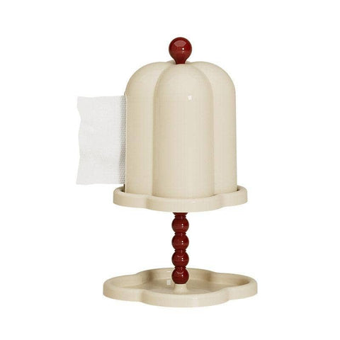 Retro Tissue Box Holder with Dustproof Lid and Storage Tray - Cream White