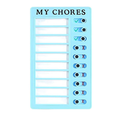 Reusable Chore Chart with Sliding Checklist, 20 x 12 cm - Blue