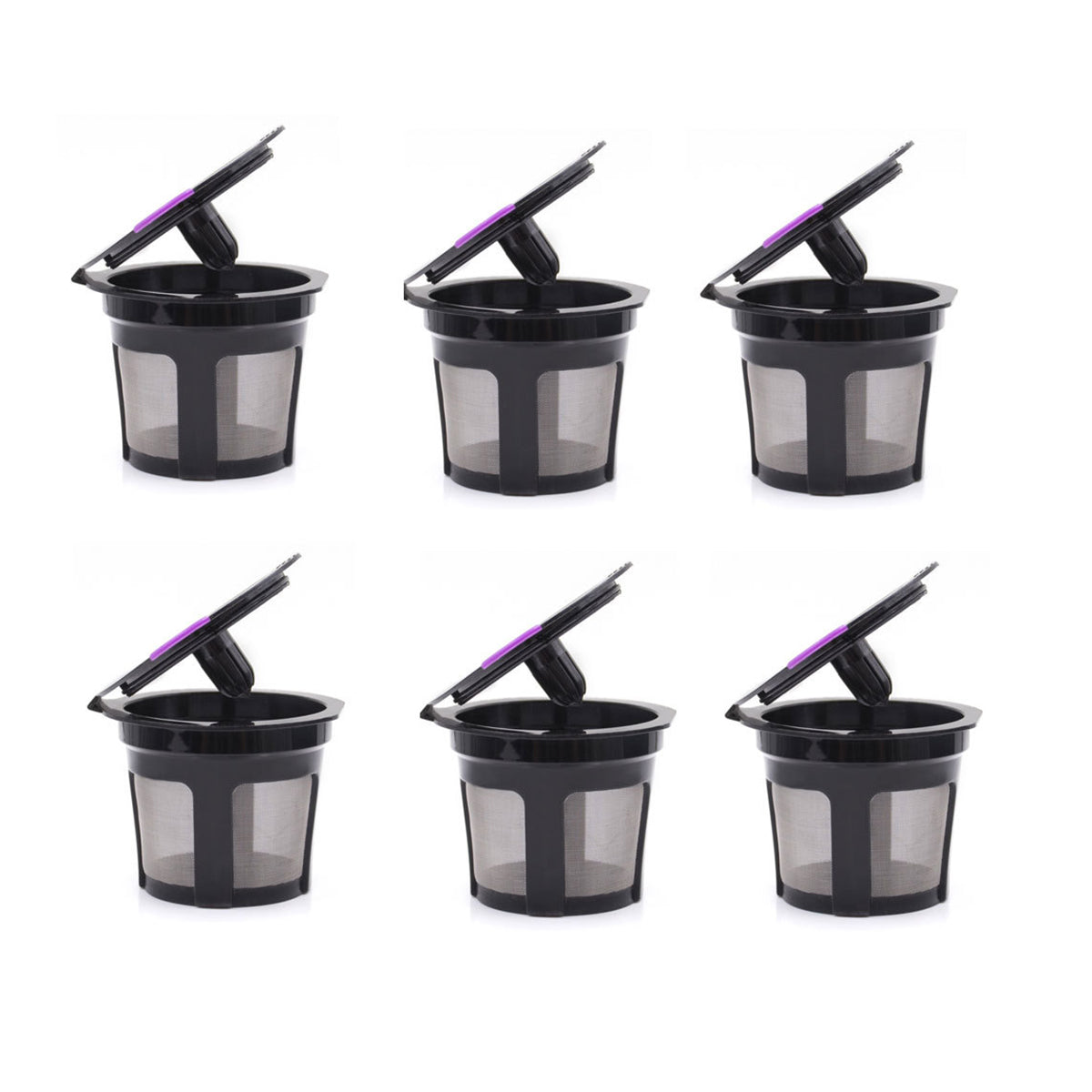 Reusable Coffee Pod Filters for Keurig-Style Machines, Pack of 6 - Black