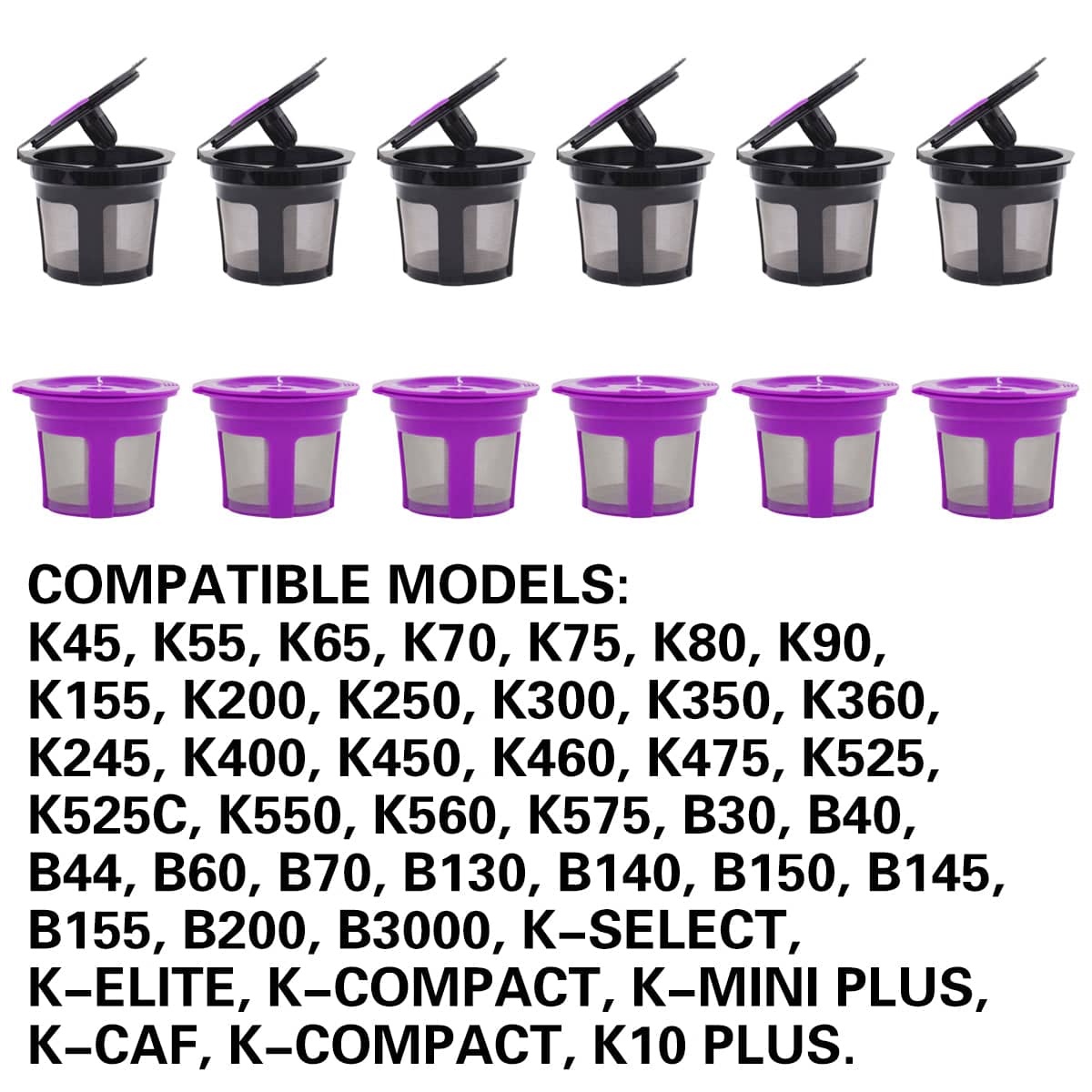 Reusable Coffee Pod Filters for Keurig-Style Machines, Pack of 6 - Purple - view 5