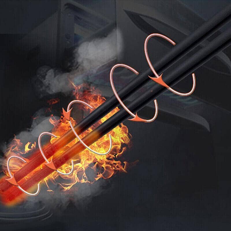 Reusable Fibreglass Chopsticks, 10 Pairs - Black with Gold Flame Swirl Band - view 4