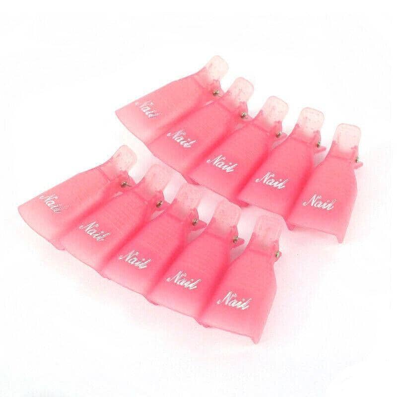 Reusable Plastic Nail Soak off Clips for UV Gel Polish Removal, Pack of 10 - Light Pink