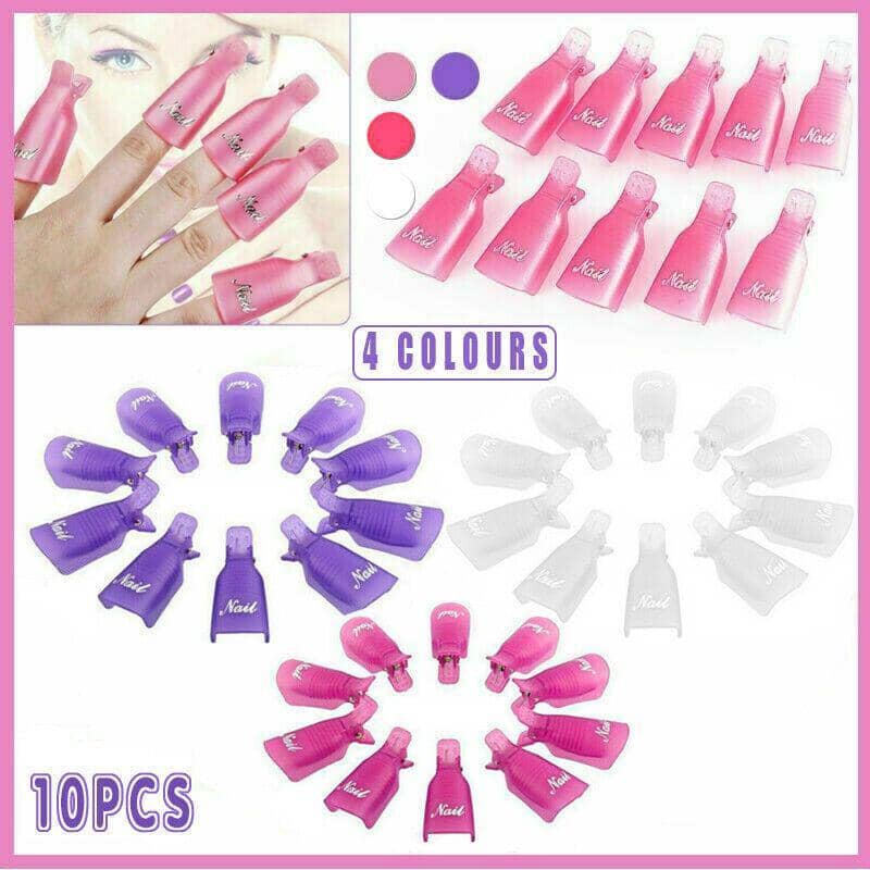Reusable Plastic Nail Soak off Clips for UV Gel Polish Removal, Pack of 10 - Magenta - view 2