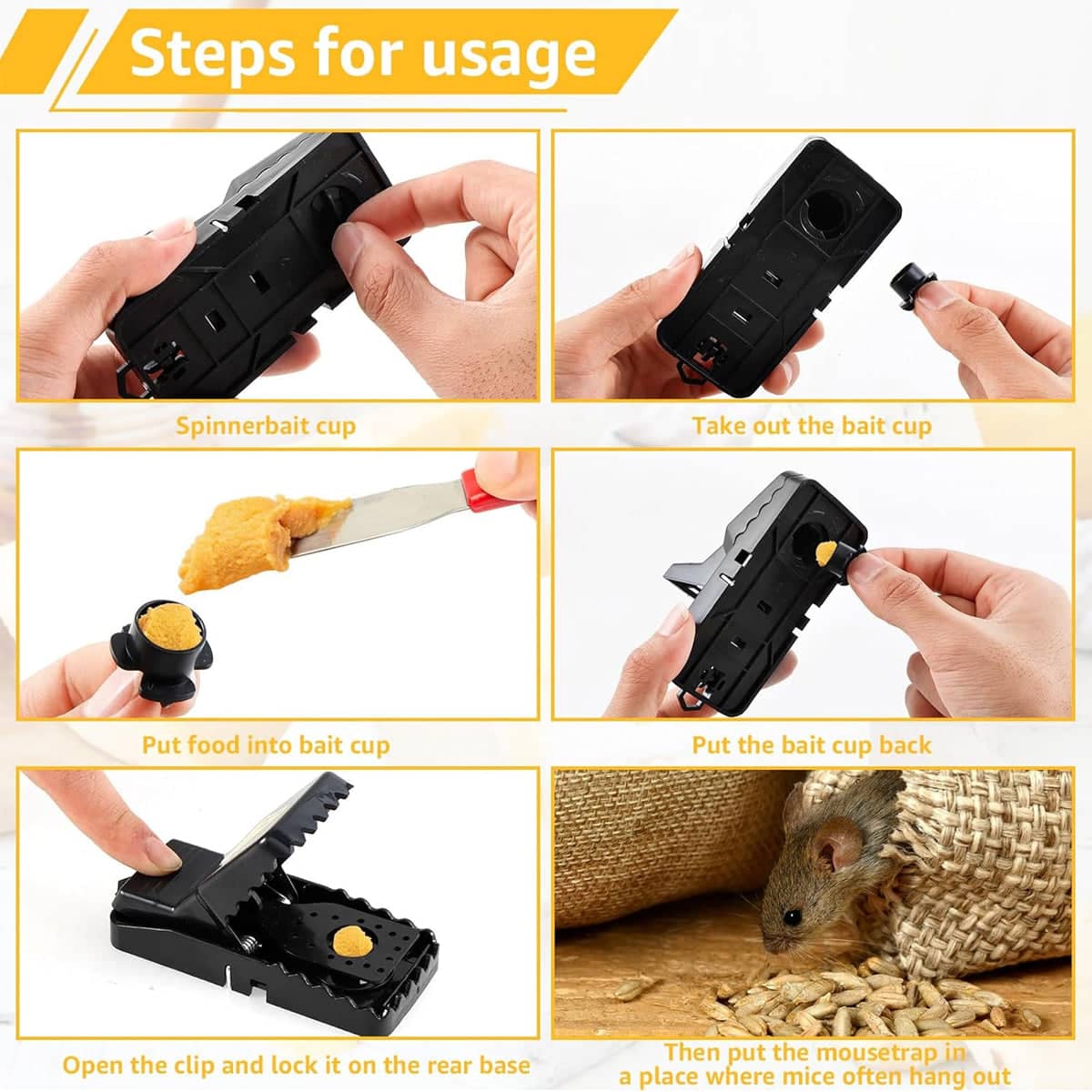 Reusable Snap Rat Trap Automatic Mouse Catcher, Pack of 6 - Small (11.2 x 4.8 x 5.6 cm) - view 5