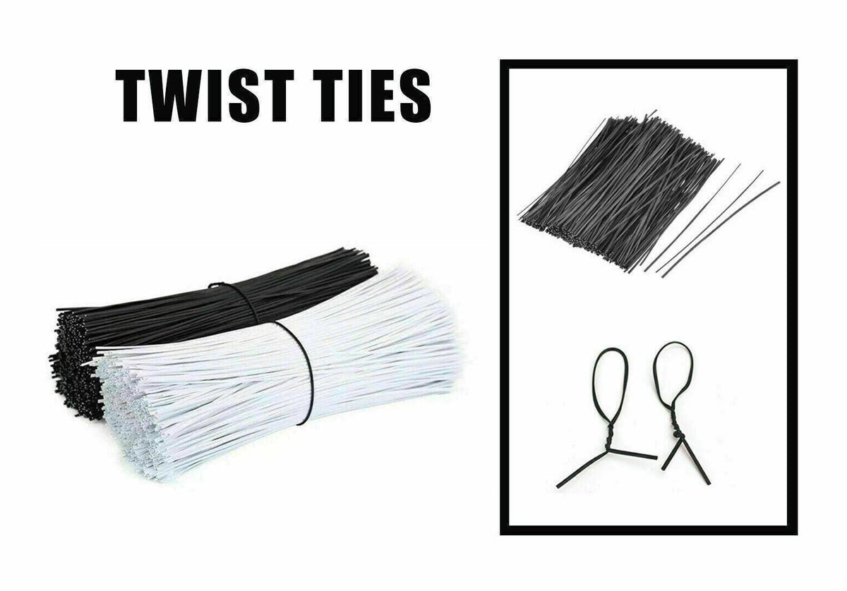 Reusable Twist Ties with Metal Wire Core, Pack of 50 - 15 cm, White - view 2