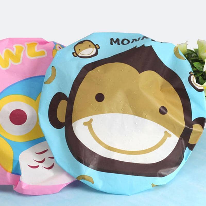 Reusable Waterproof Shower Cap for Women and Girls, 26 cm - Monkey Design - view 5