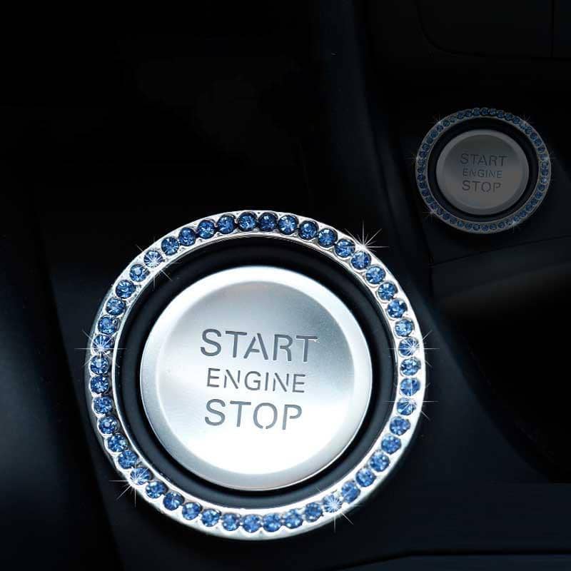 Rhinestone Car Start Button Decorative Ring - Silver - view 5