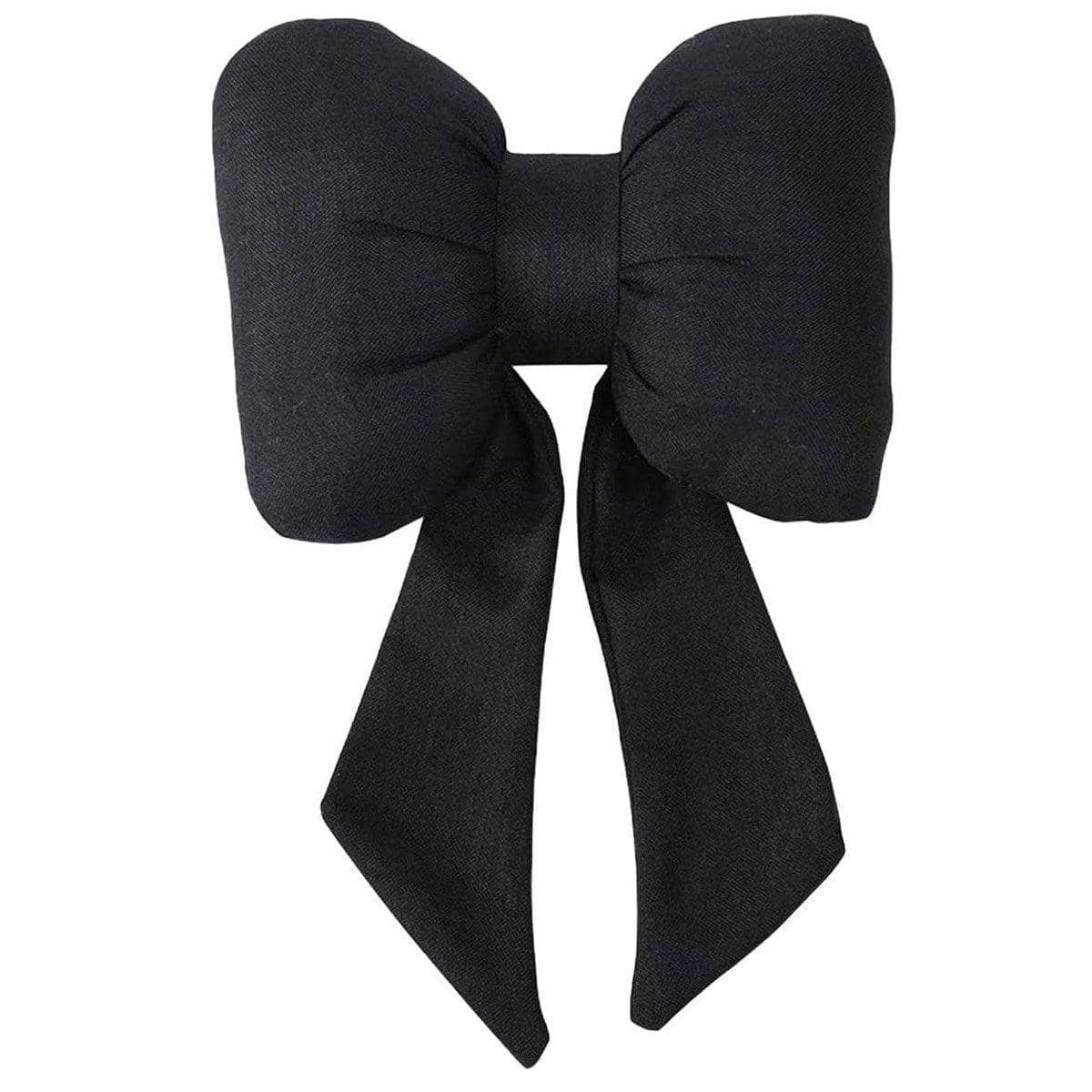Ribbon Bow Car Neck Pillow Headrest Cushion - Black