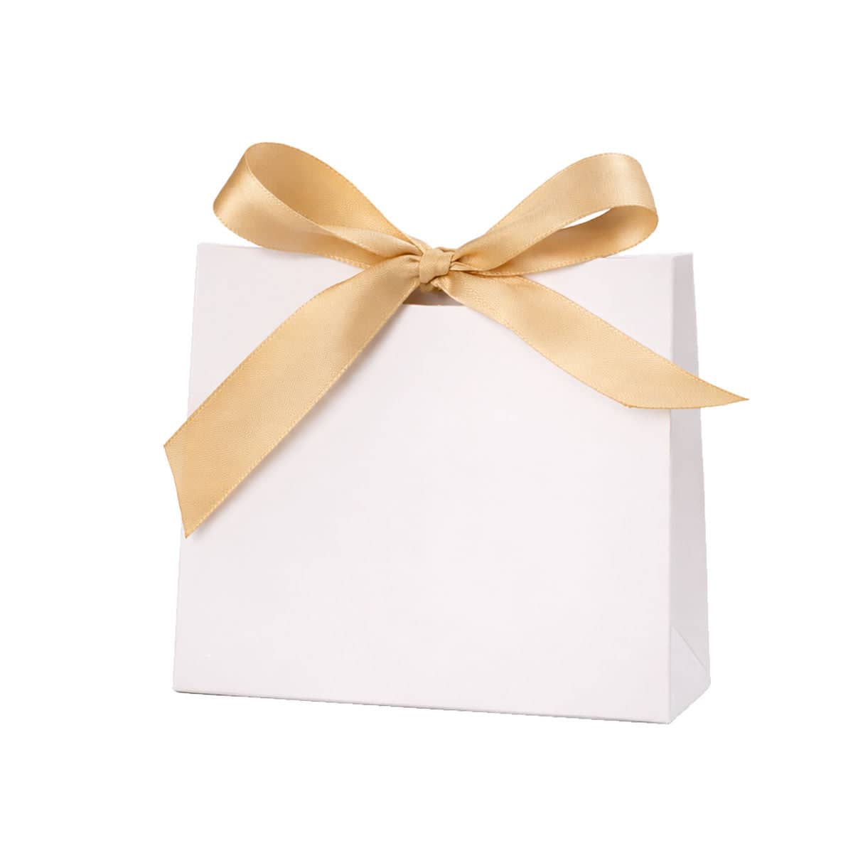 Ribbon Candy Favour Boxes - White with Gold Ribbon, Pack of 40