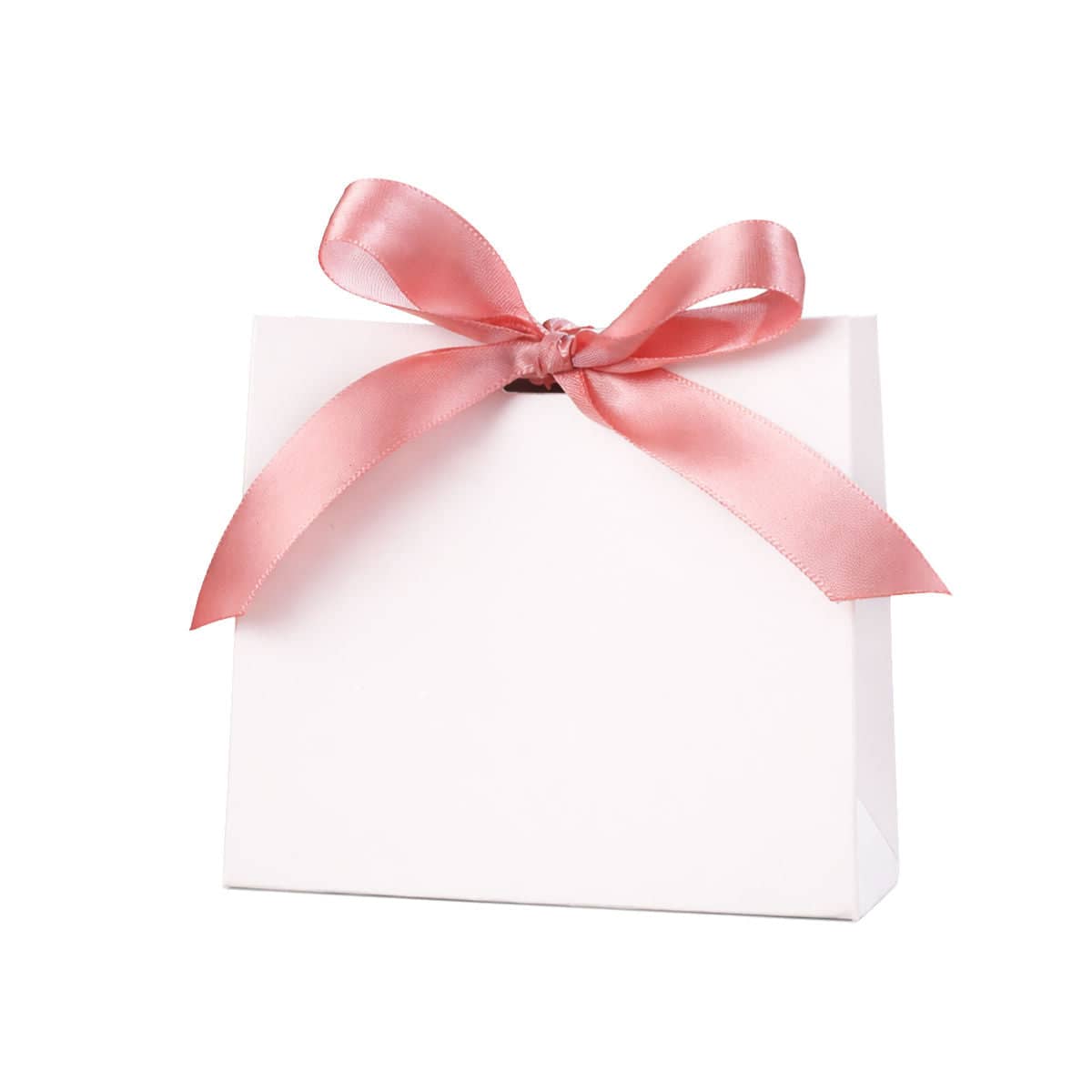 Ribbon Candy Favour Boxes - White with Pink Ribbon, Pack of 40