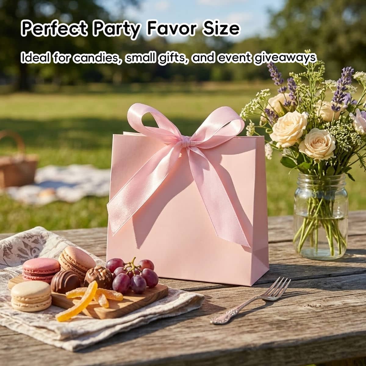 Ribbon Candy Favour Boxes - White with Pink Ribbon, Pack of 40 - view 5