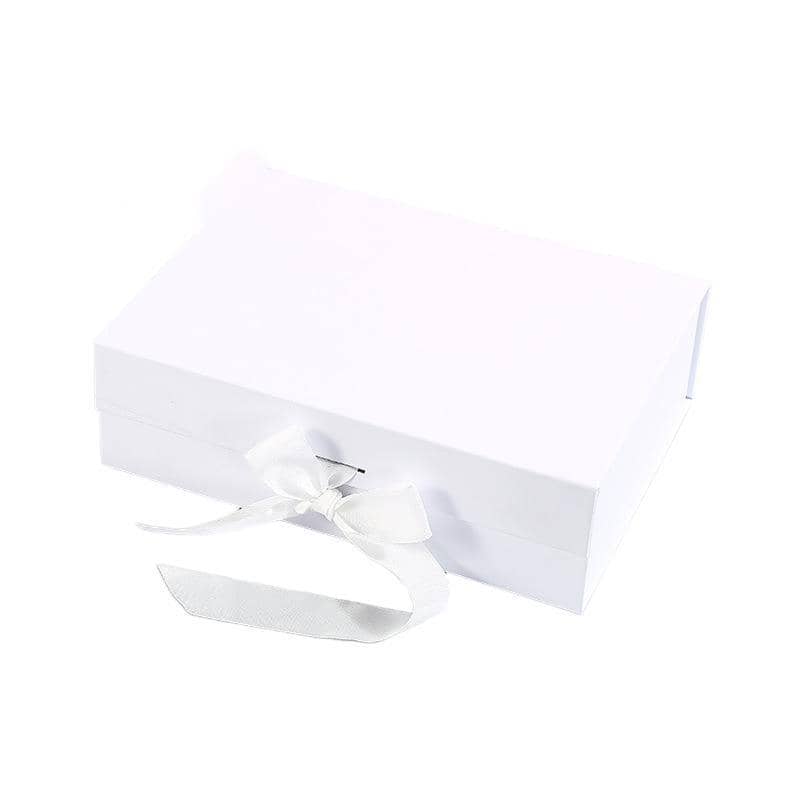 Ribbon Gift Boxes, Cardboard, 31 x 27 x 8.8 cm, Pack of 5 - White