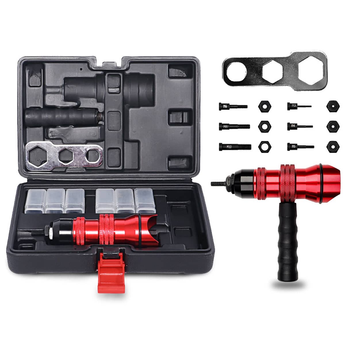 Rivet Nut Gun Set 10 Piece M3 to M10 Threaded Insert Tool Kit for Metal Sheet - view 2