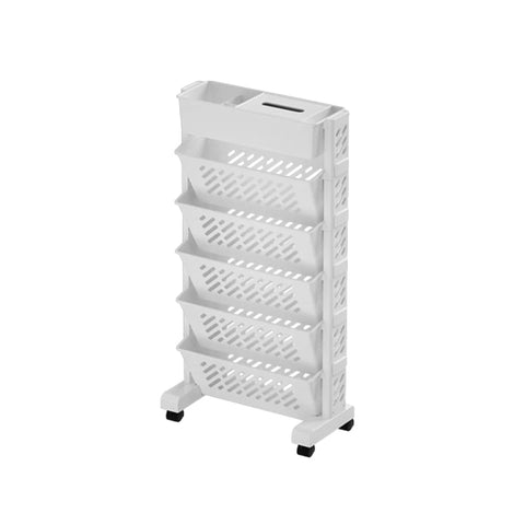 Rolling Bookshelf - 6 Tiers, 39 x 19 x 76 cm