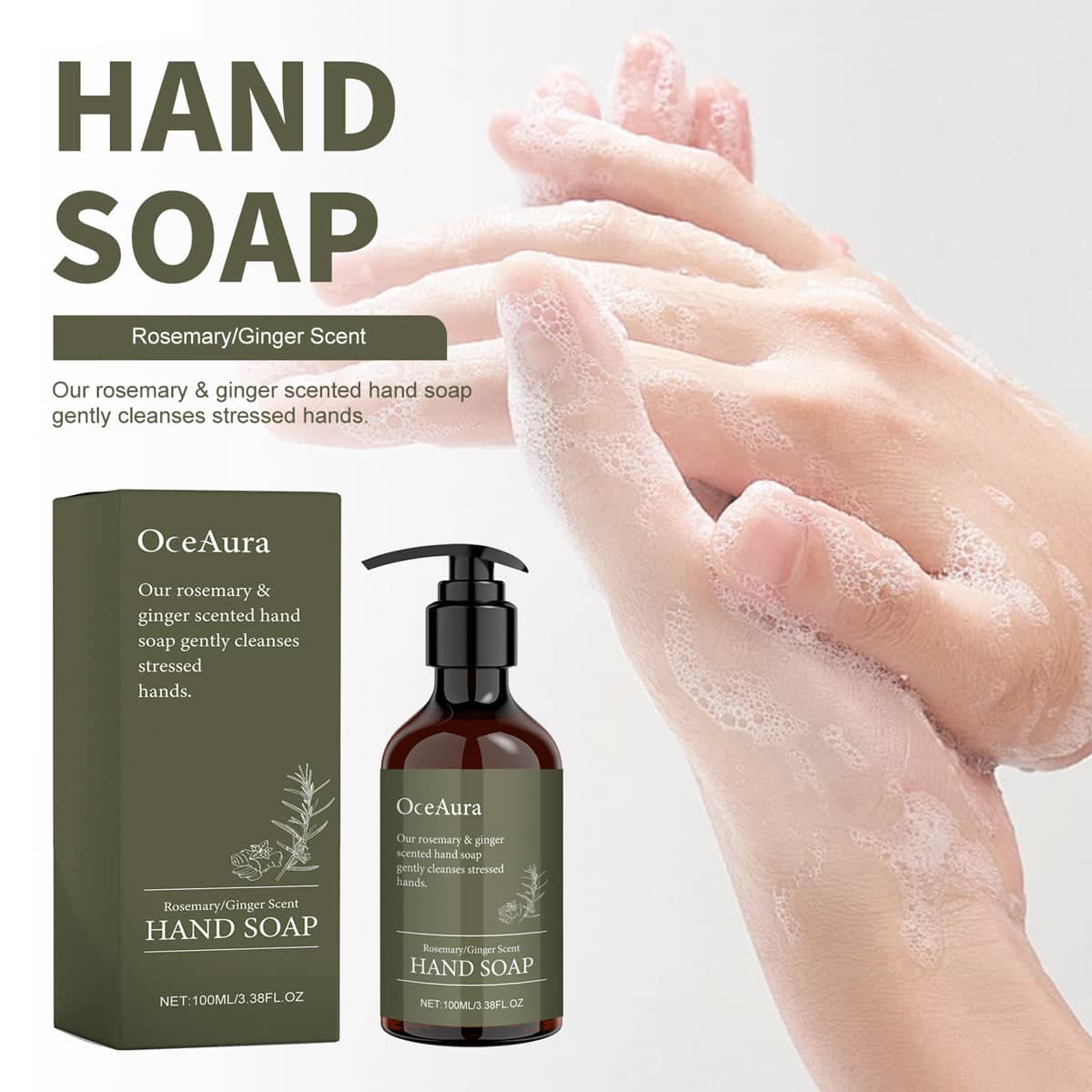 Rosemary Ginger Foaming Liquid Hand Soap, 100ml Pack of 2 - view 5