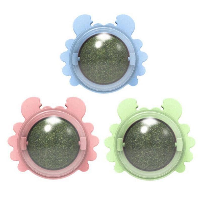 Rotating Catnip Mint Ball Cat Toy, Pack of 2 - Blue - view 3