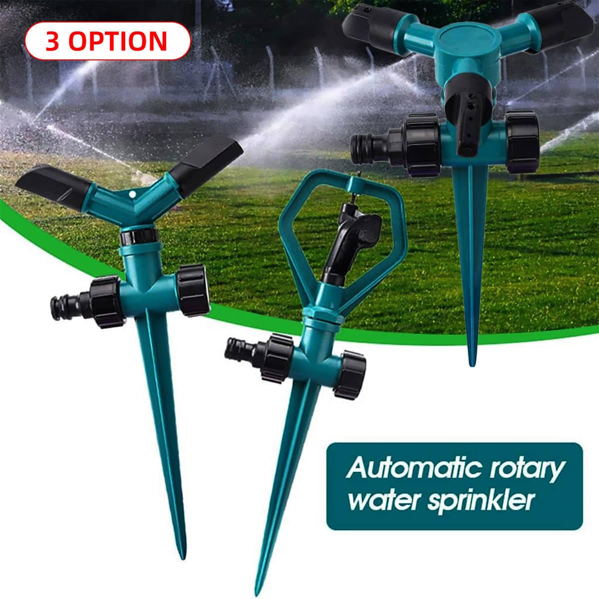 Rotating Garden Sprinkler with Spike Base - Three Arms - view 2