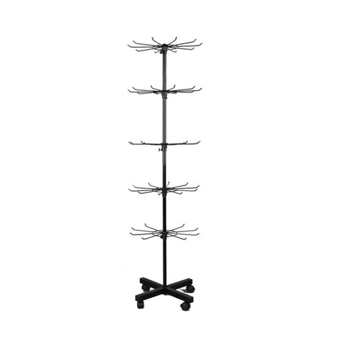 Rotating Jewellery Display Stand with Wheels, Metal Rack - 5 Tier, Black