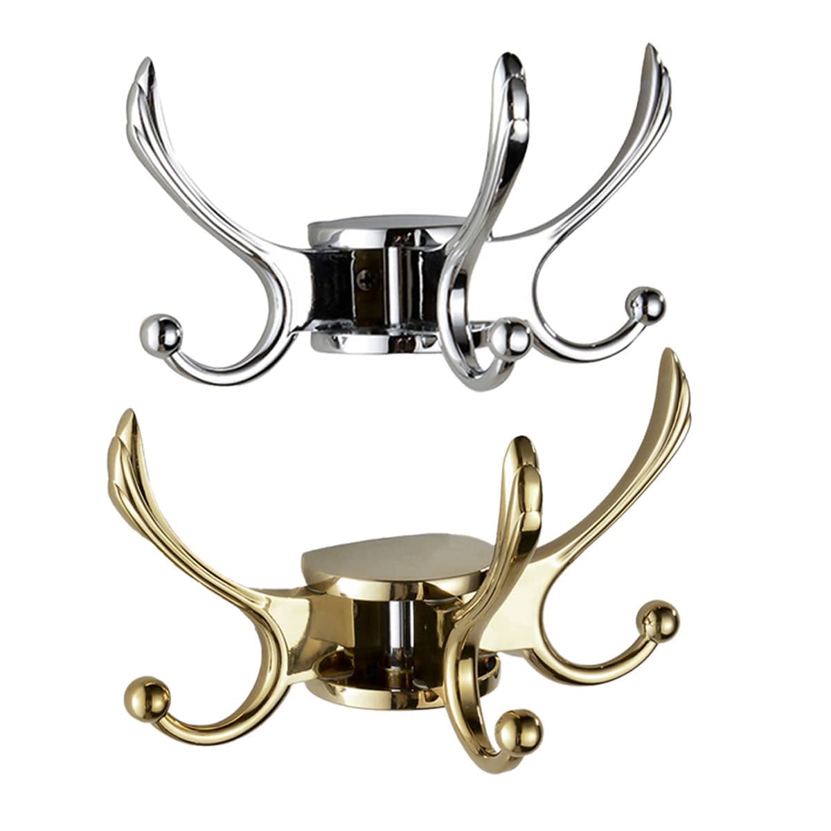 Rotating Wall Mounted Coat Hook Foldable Space Saving Hook for Home - Gold - view 3