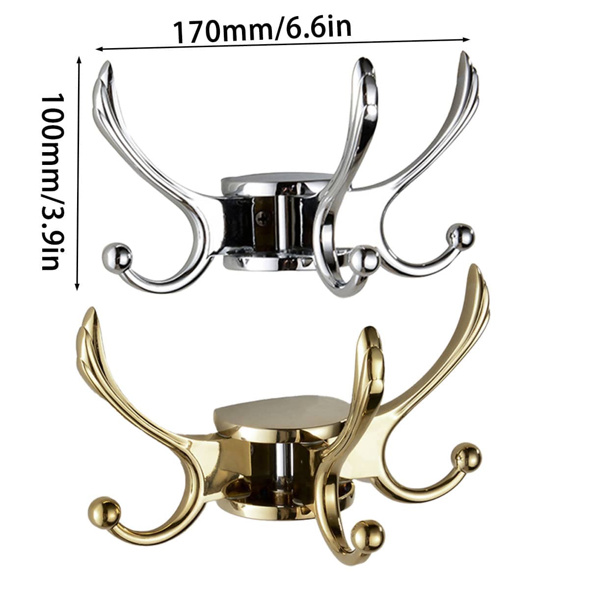 Rotating Wall Mounted Coat Hook Foldable Space Saving Hook for Home - Gold - view 4
