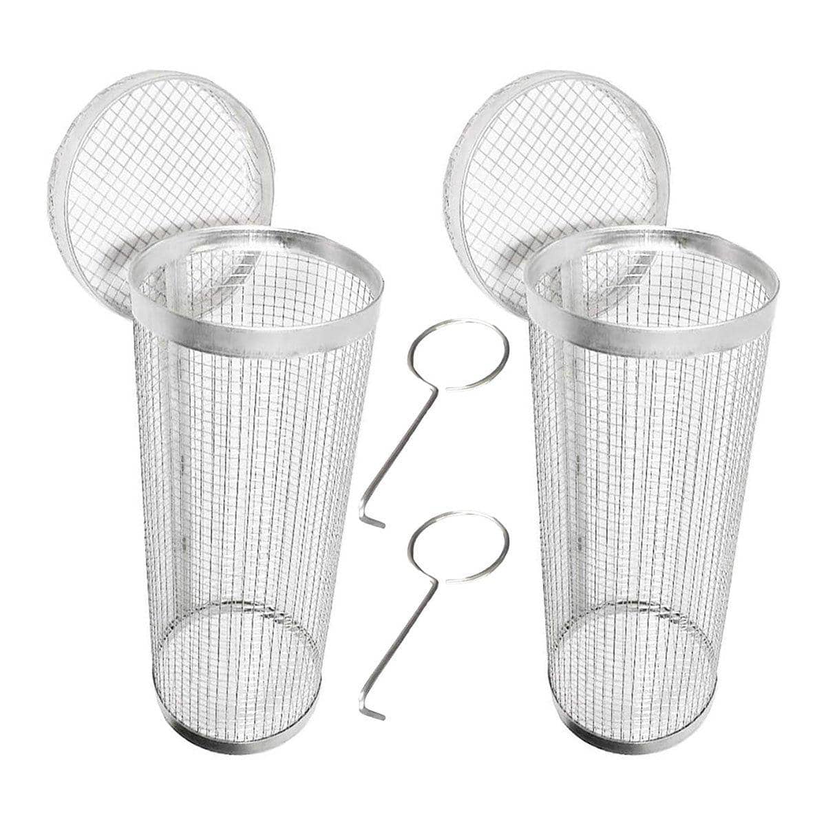 Round BBQ Grill Basket Cage Pack of 2 - Small (20 x 9.5 cm)
