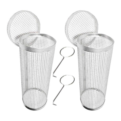 Round BBQ Grill Basket Cage Pack of 2 - Small (20 x 9.5 cm)