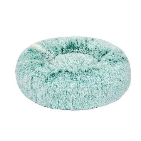 Round Plush Dog and Cat Bed with Washable Zip Cover, 70 cm - Light Green