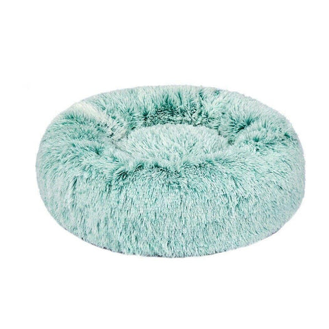 Round Plush Pet Bed with Washable Zip Cover for Dogs and Cats, XXL 100 cm - Light Green