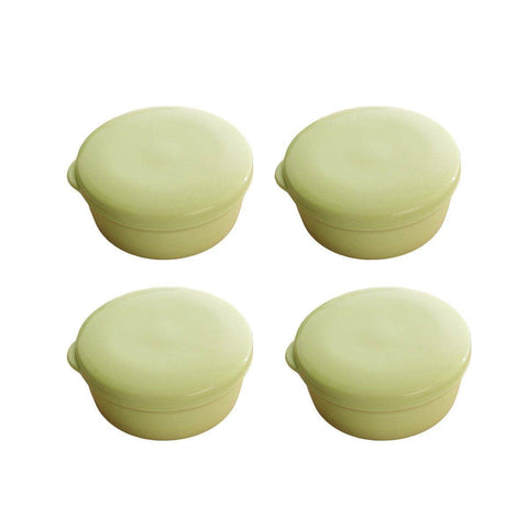Round Travel Soap Box Set with Lids and Draining Trays, Pack of 4 - Light Green