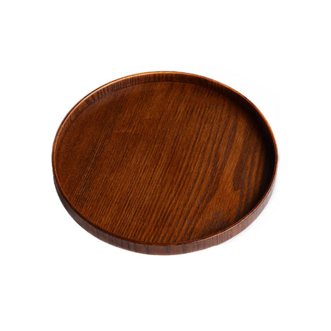 Round Wooden Serving Tray Living Room Kitchen Dining Table Serving Tray - 24 cm