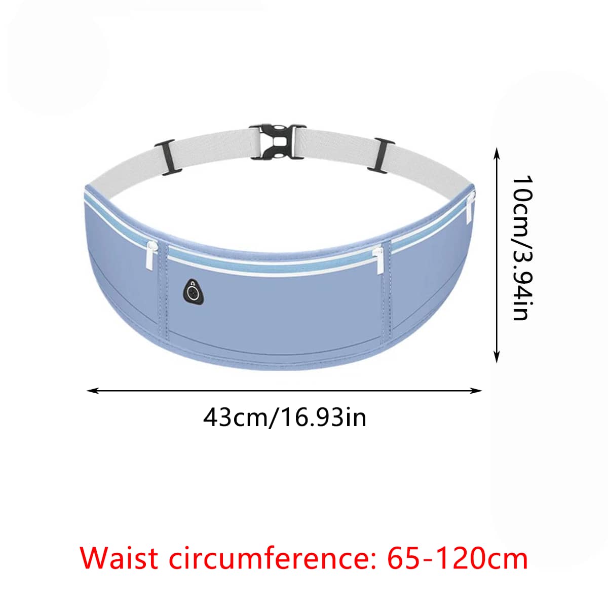 Running Waist Bag with Phone Pocket and Adjustable Belt - Light Blue - view 4