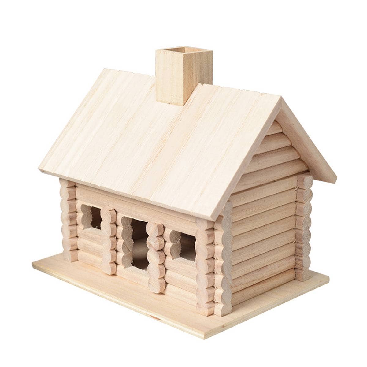 Rustic Log Cabin Wooden Bird House Outdoor Garden Nesting Box Decor Ornament - view 2
