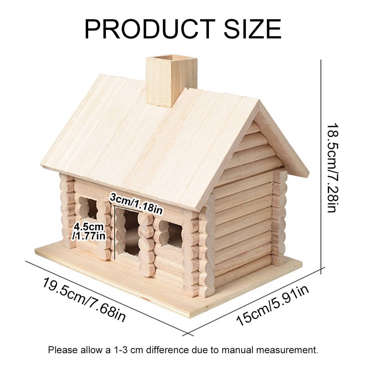 Rustic Log Cabin Wooden Bird House Outdoor Garden Nesting Box Decor Ornament - view 3