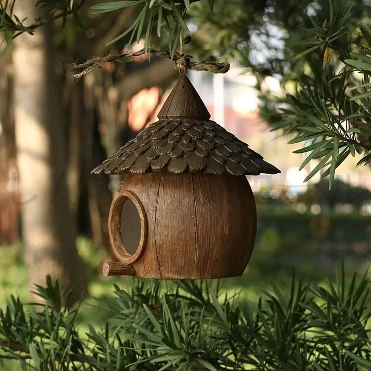Rustic Resin Coconut Hanging Bird House for Garden Trees - view 5
