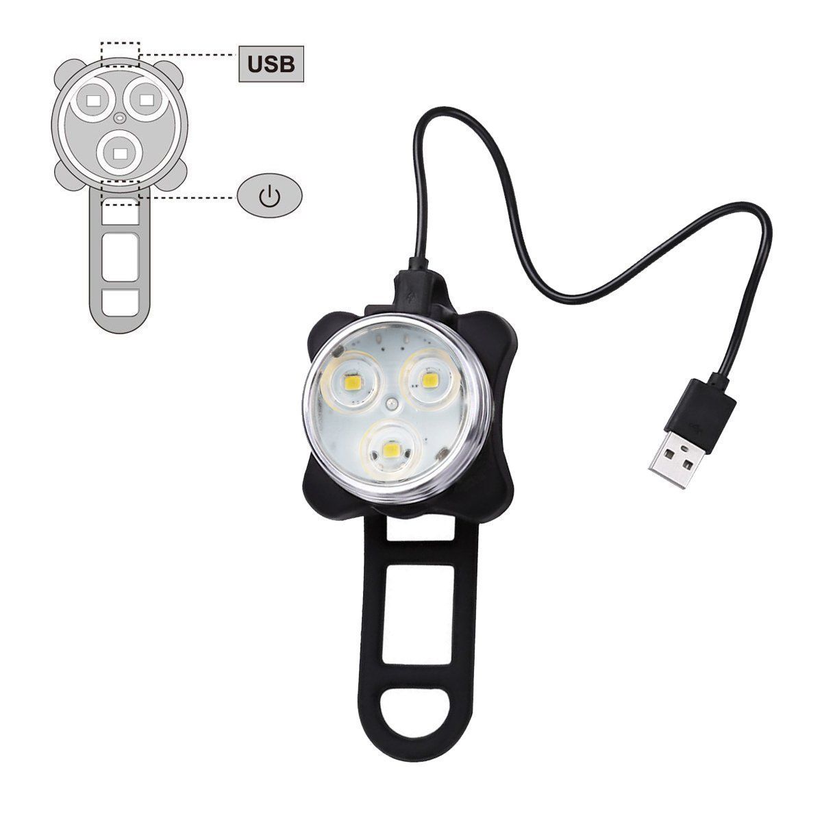 Waterproof Bicycle Bike Lights Front Rear Tail Light Lamp USB Rechargeable IPX4 - SuperSaverAU - view 3