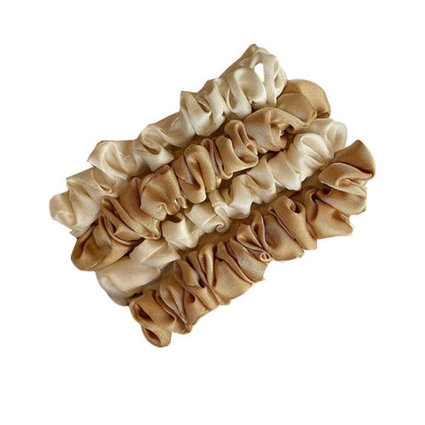 Satin Scrunchies, Pack of 4 - Cream and Tan