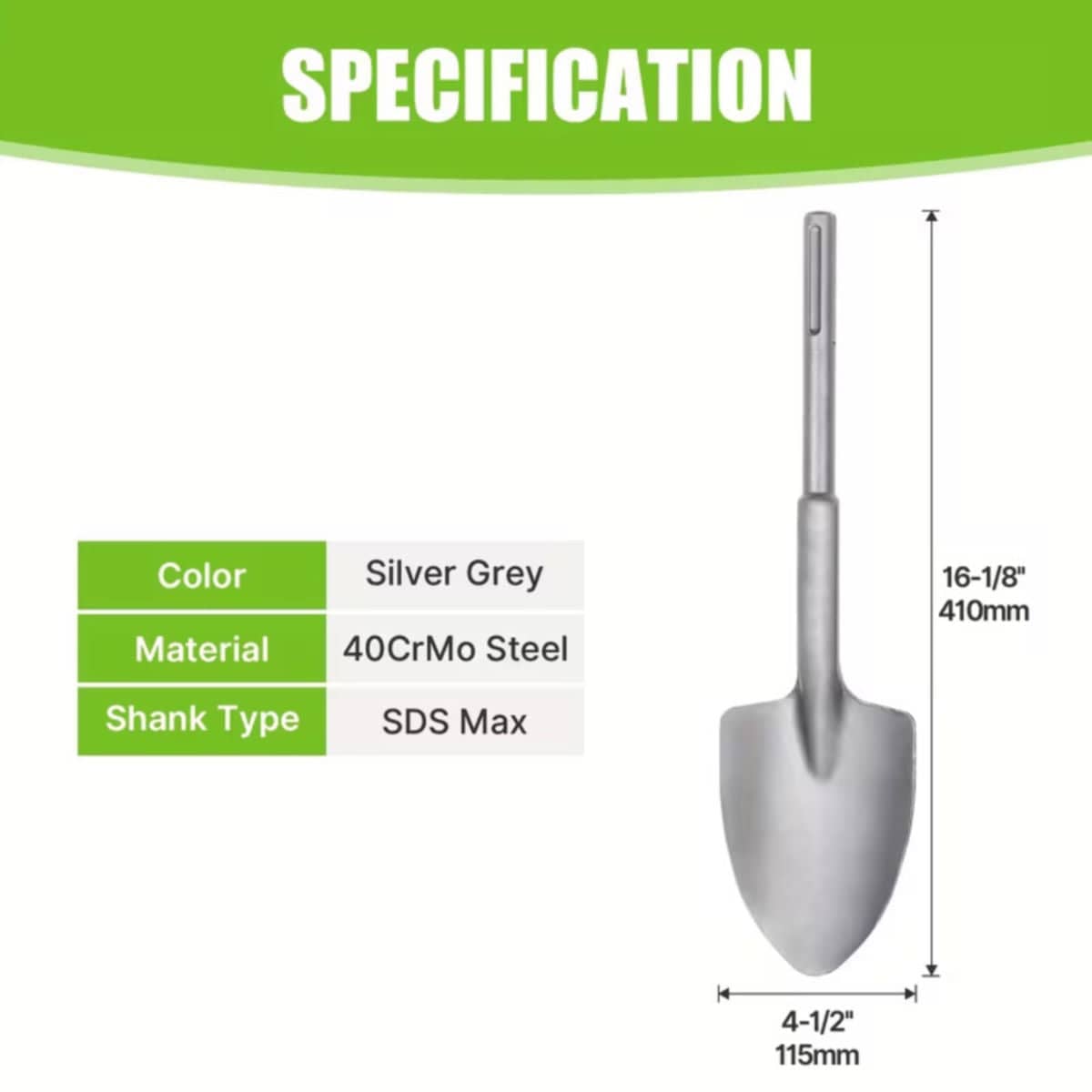 SDS MAX Spade Chisel Bit Semicircle Shovel for Concrete Digging - view 3