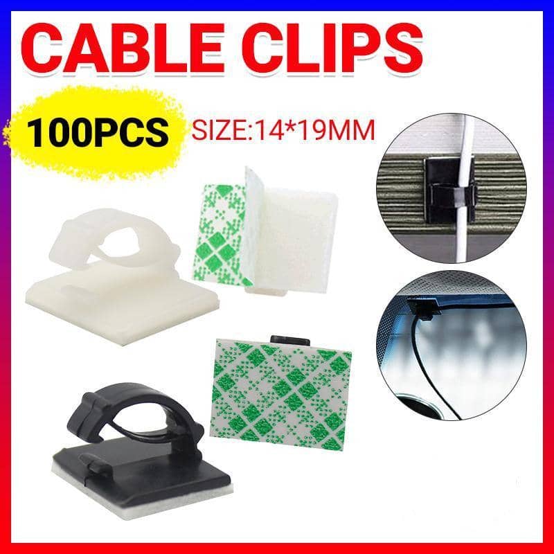 Self-Adhesive Cable Clips Wire Tie Holder, Pack of 100 - Black - view 2