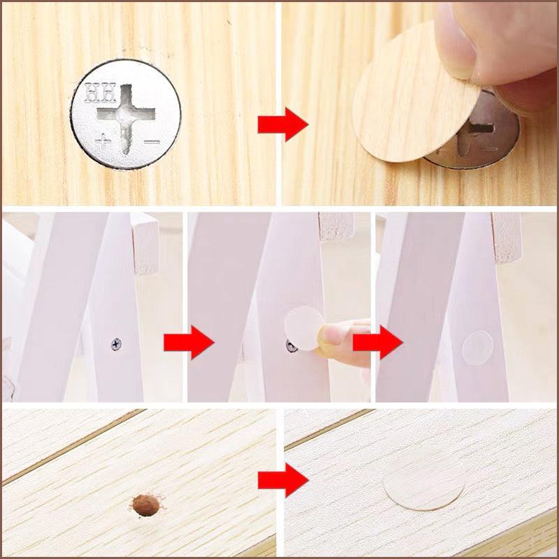 Self-Adhesive Screw Cover Caps, 20 mm, Pack of 54 - Reddish Brown Woodgrain - view 4