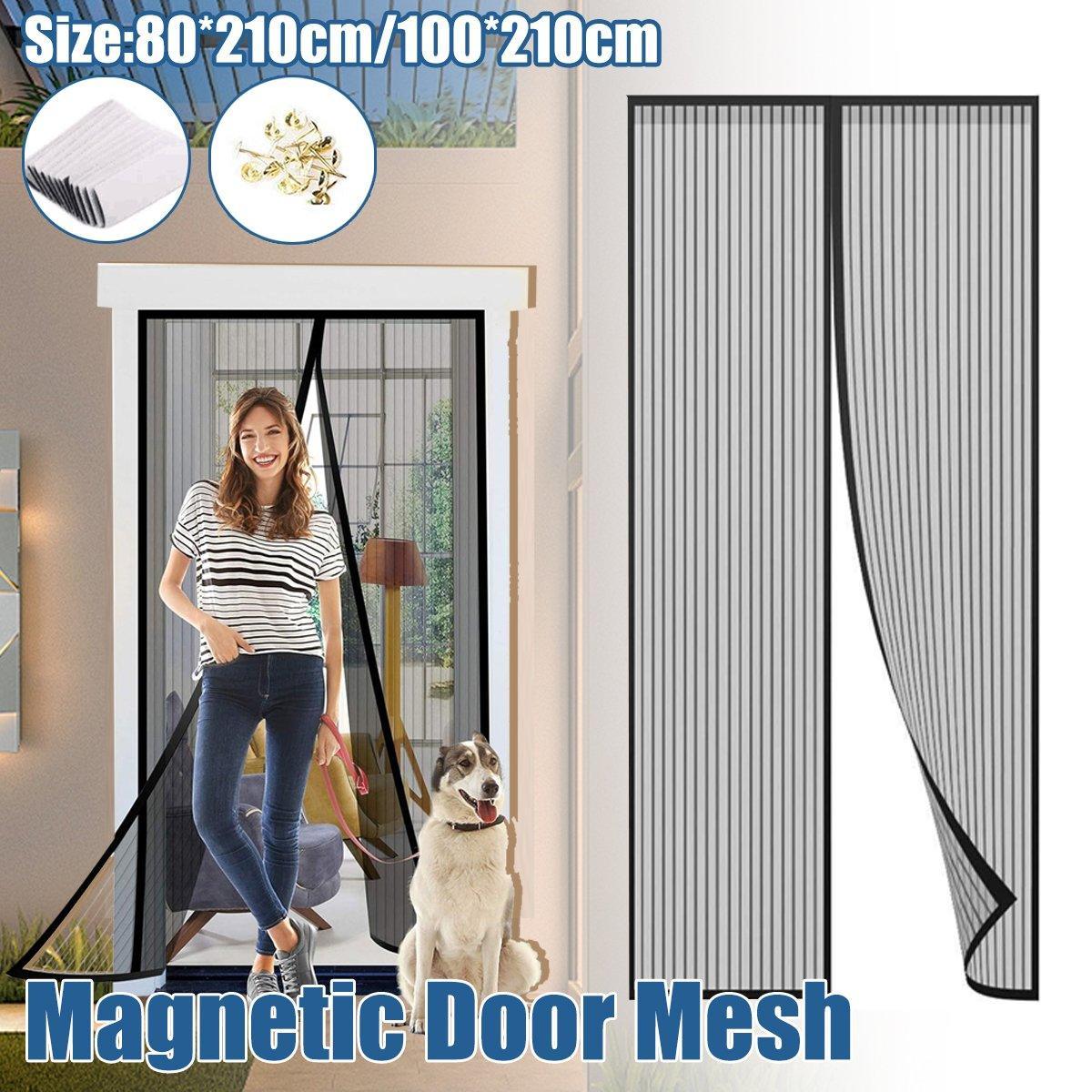 Self-Closing Mesh Door Curtain in Black - 100 x 210 cm - view 2